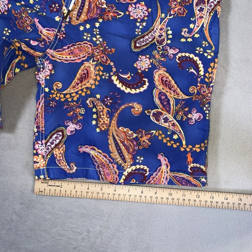 Polo Ralph Lauren Swim Trunks Mens Large Blue All Over AOP Design Mesh‎ Lining
